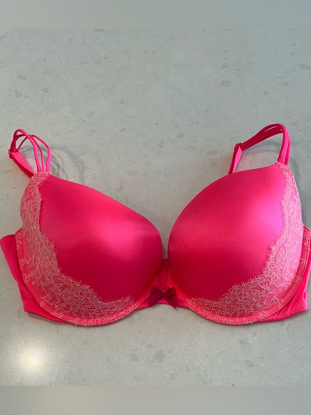 Victoria's Secret Hot Pink Lace-Trim Push-Up Bra